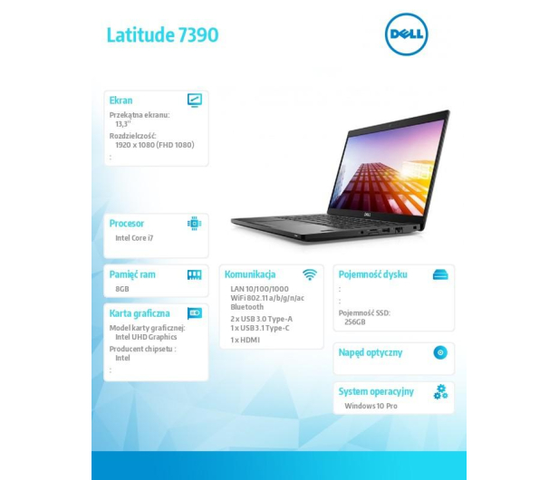 Dell Latitude 7390  i7-8650U/8GB/256/Win10P FHD - 489703 - zdjęcie 2